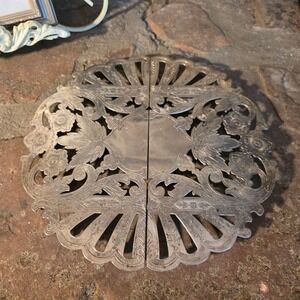 Vtg Silver Plate Expanding Trivet Floral Pierced Adjustable Hot Plate EP Cooper